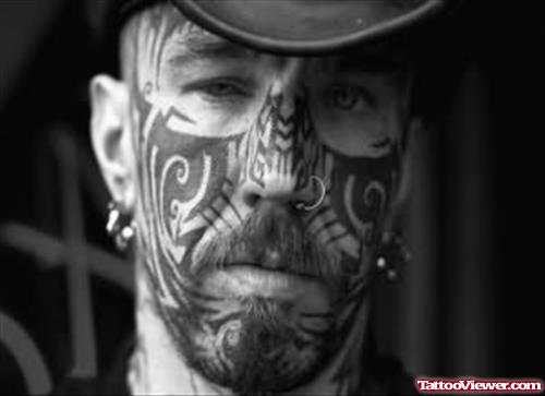 Cow Boy Tattoo On Face