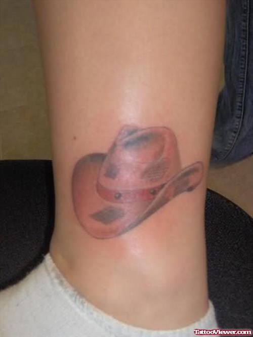 Cow Boy Hat Ankle Tattoo