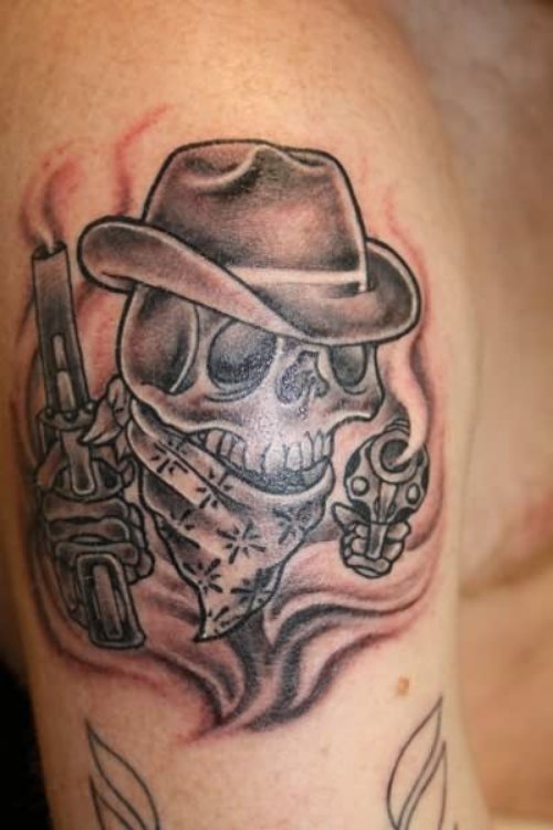 Nice Cow Boy Skull Tattoo