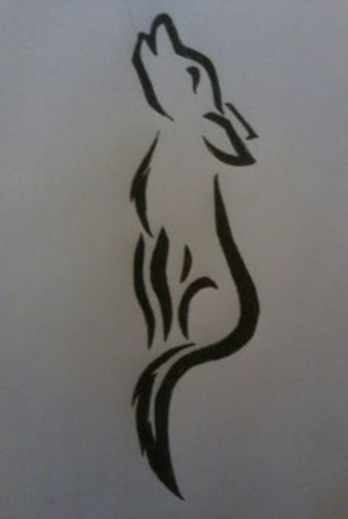 Black Tribal Coyote Tattoo Design