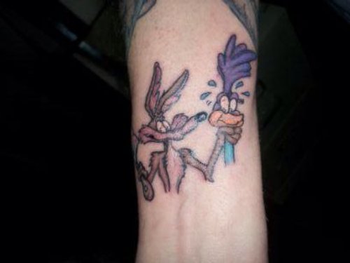 Road Runner And Coyote Tattoo