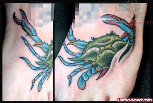 Rip Skin Crab Tattoo On Foot
