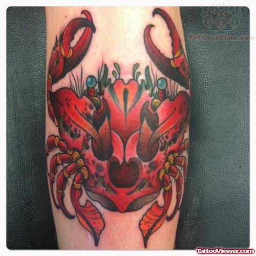 Red ink Crab Tattoo
