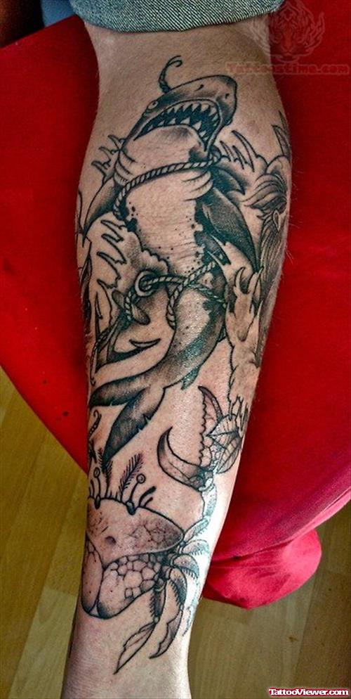Crab Tattoo On Left Arm