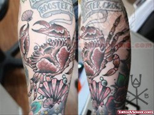Brown Ink Crab Tattoo