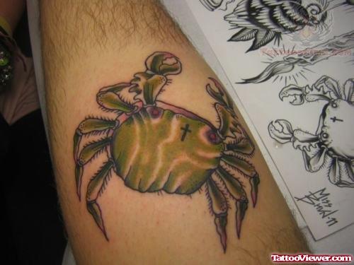 Biceps Green Crab Tattoo