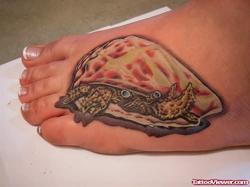 Hermit Crab  Tattoo On Foot