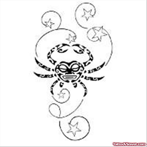 Swirls and Stars Maori Crab Tattoo