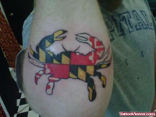 Maryland Crab Tattoo On Elbow