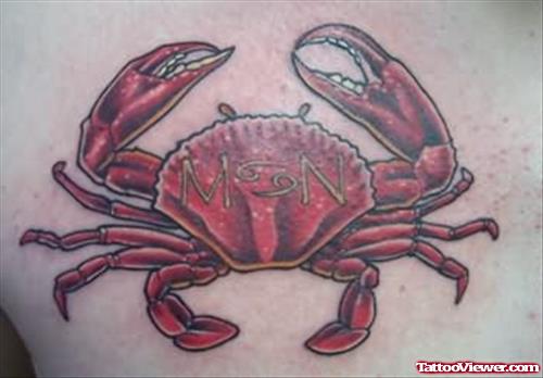 Crab Coloured Tattoo On Back