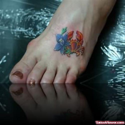 Carb Colourful Tattoo On Foot