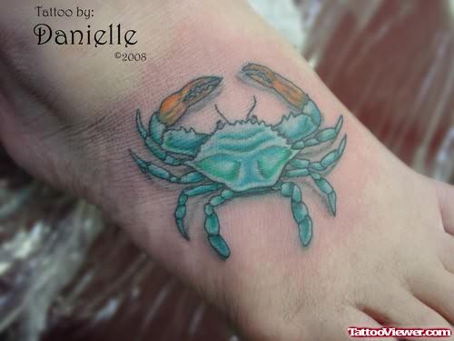 Blue Crab Tattoo On Foot