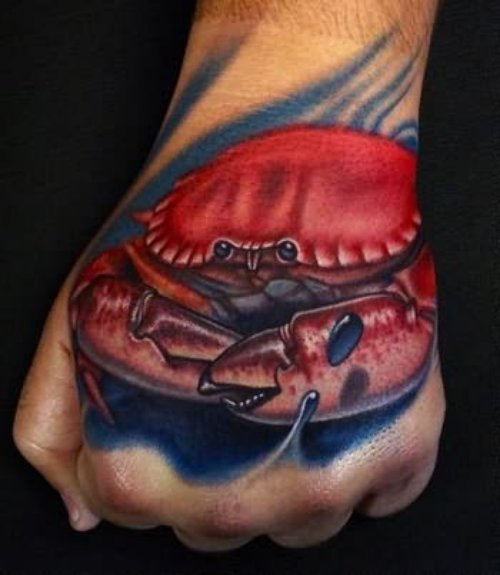 Awesome Crab Tattoo On Hand