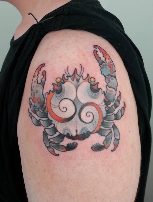 Nice Crab Tattoo On Left Shoulder