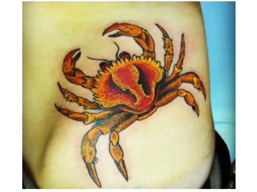 Crab Tattoo On Left Hip