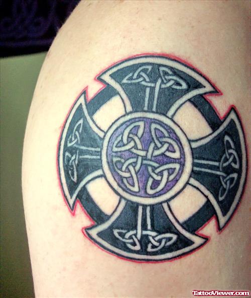 Celtic Maltese Black Ink Cross Tattoo