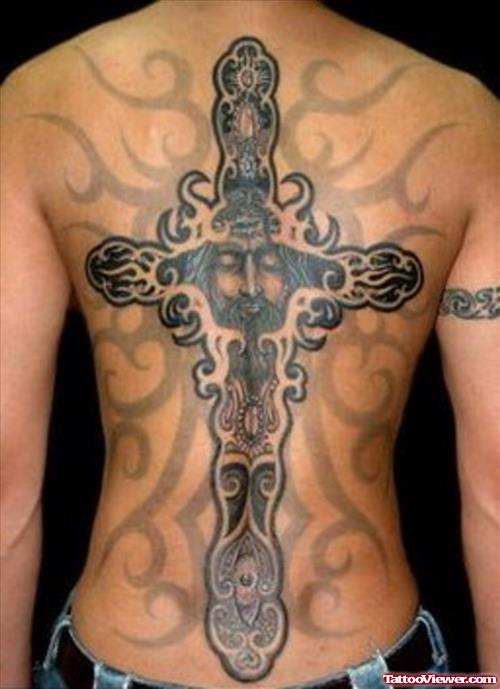 Large Cross Tattoo On Back
