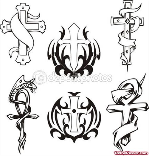 Cross And Tribal Tattoo Design