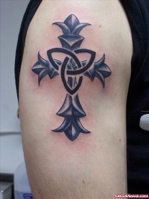 Knot And Cross Tattoo On Right Half Sleeve