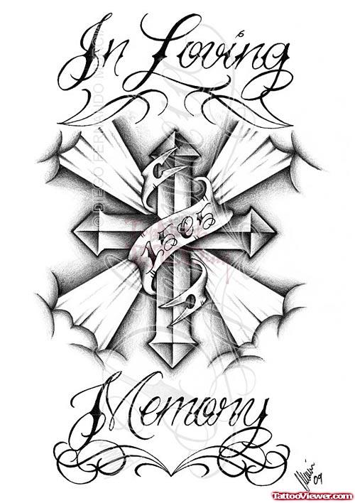 In Loving Memory Cross Tattoo Design