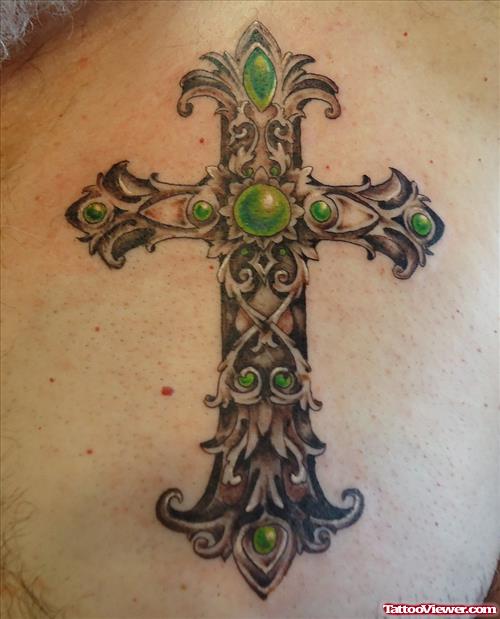 Beautiful Cross Tattoo On Back