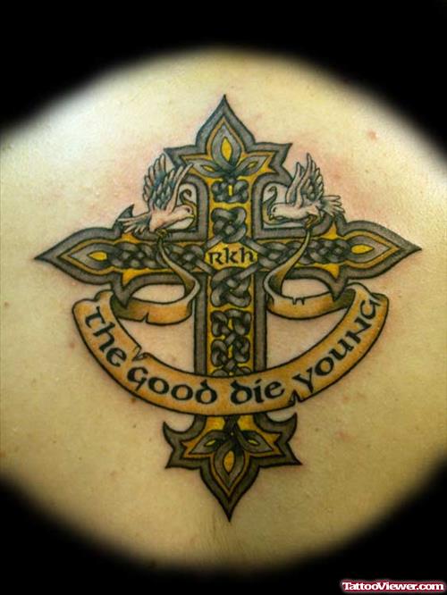 Celtic Cross and Banner Tattoo