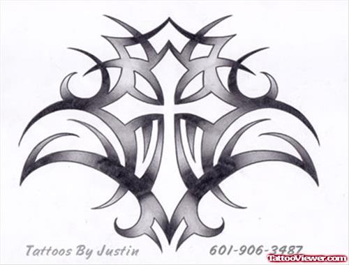 Tribal Cross Tattoo Design For Men