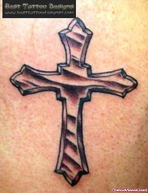 Amazing Grey Ink Cross Tattoo