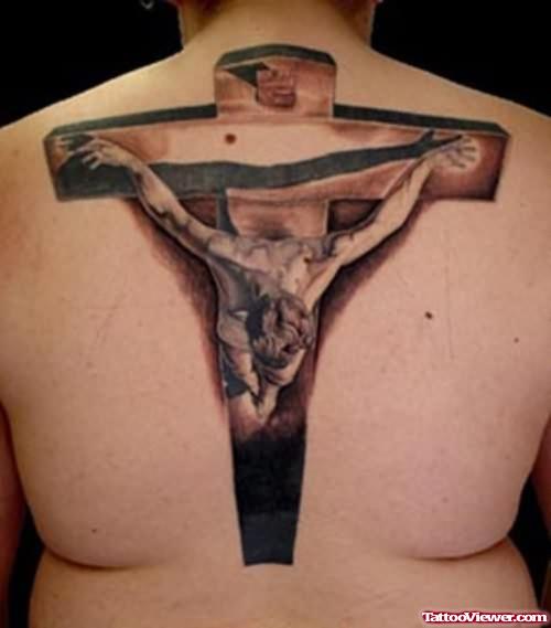 Unique Cross Tattoo On Back