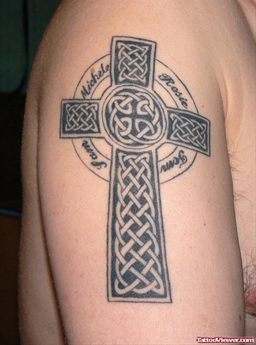 Celtic Cross Tattoo On Right Half Sleeve
