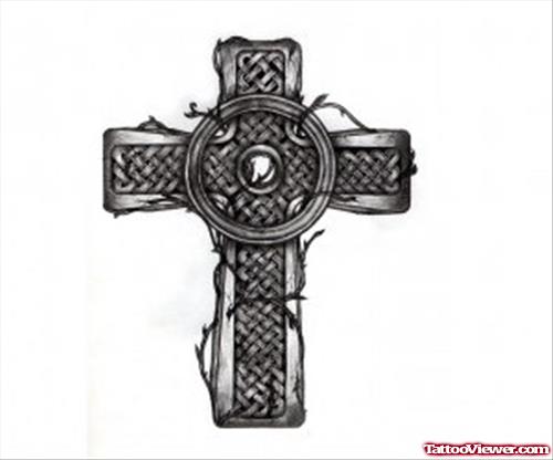 Bold Celtic Cross Tattoo Design For Men