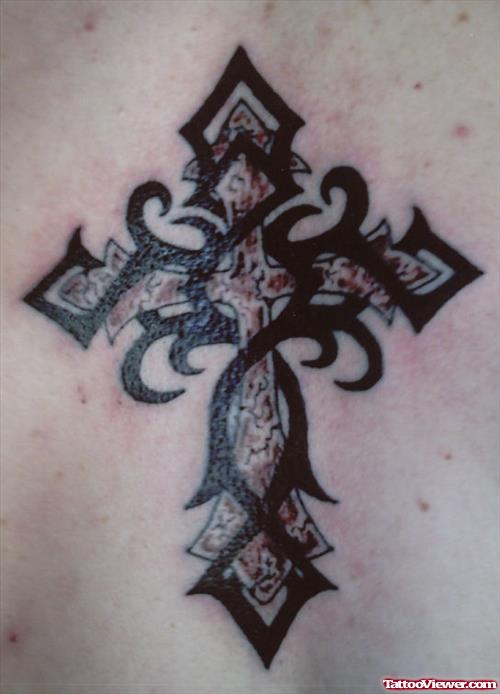 Tribal And Cross Tattoo