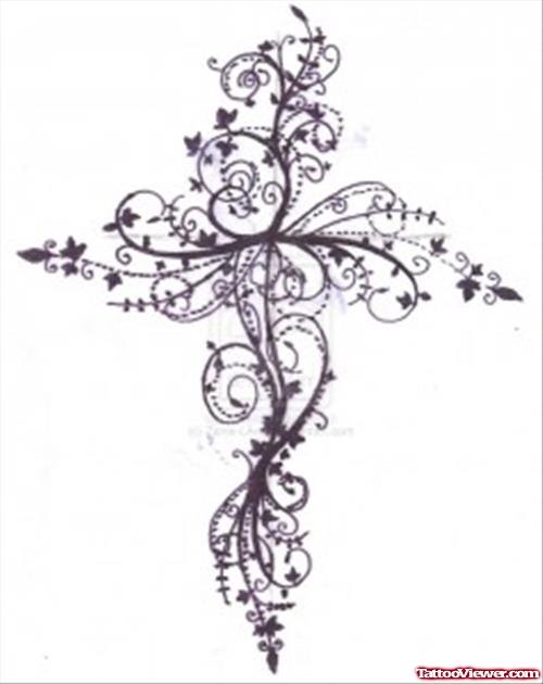 Feminine Cross Tattoo Design