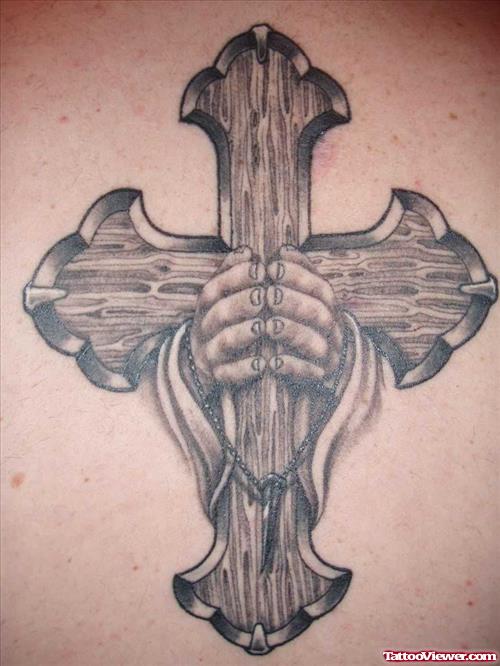 Awesome Bold Cross Grey Ink Tattoo