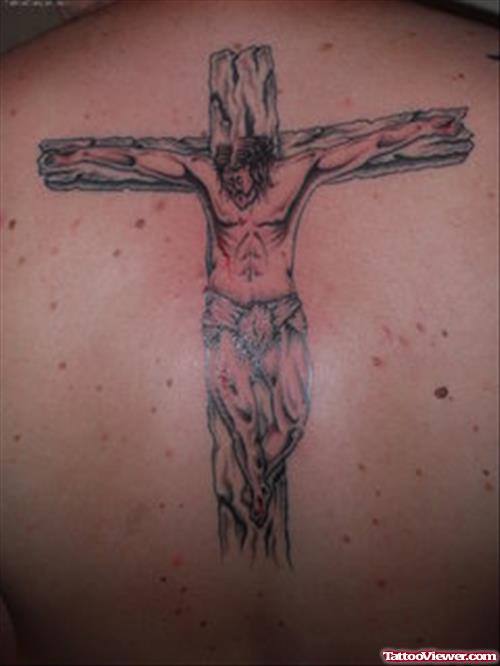 Jesus On Cross Back Body Tattoo