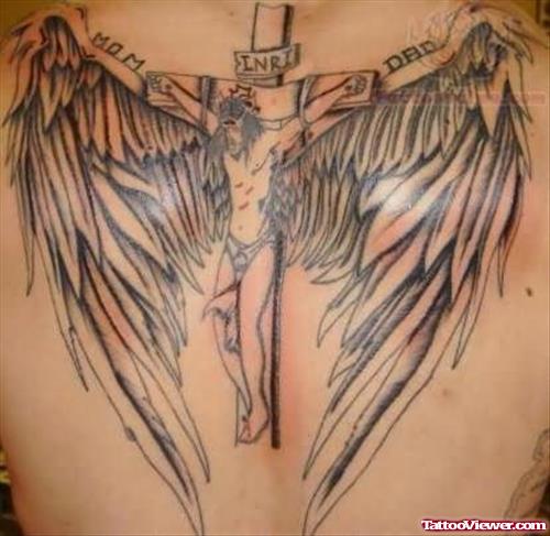 Winged Jesus Cross Tattoo