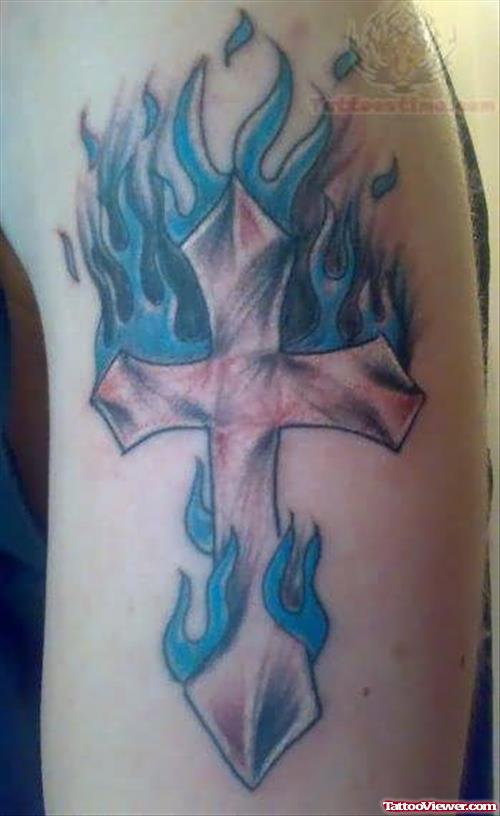 Flaming Cross Tattoo