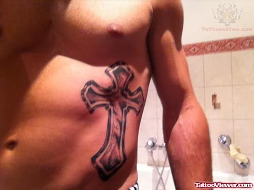 Cross Tattoo On Men Side
