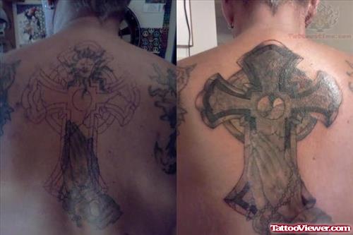 Cross Tattoo On Full Back