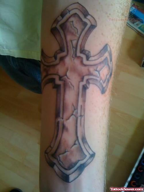 Bold Cross Tattoo On Arm