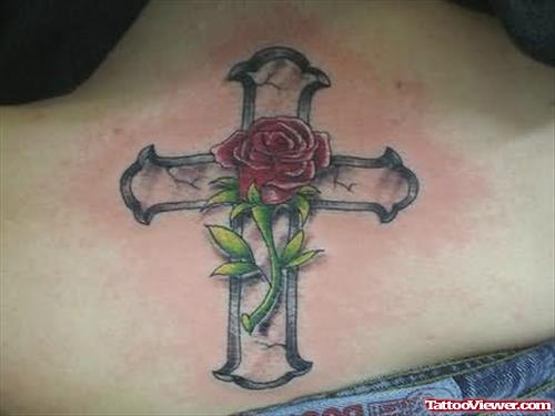 Beautiful Cross Tattoo For Lower Back