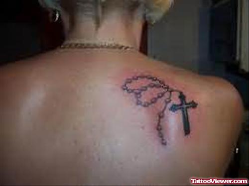 Rosary Cross Tattoo On Back