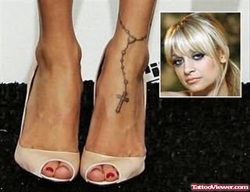 Cross Tattoo On Foot For Girls