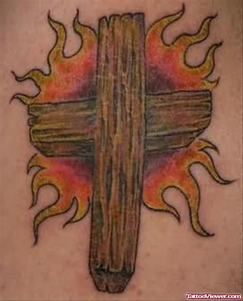 Awesome Cross Fire Tattoo
