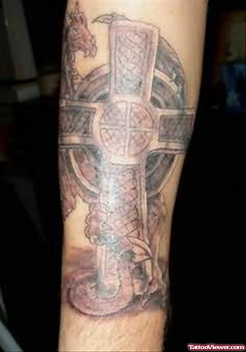 Elegant Cross Tattoo For Arm
