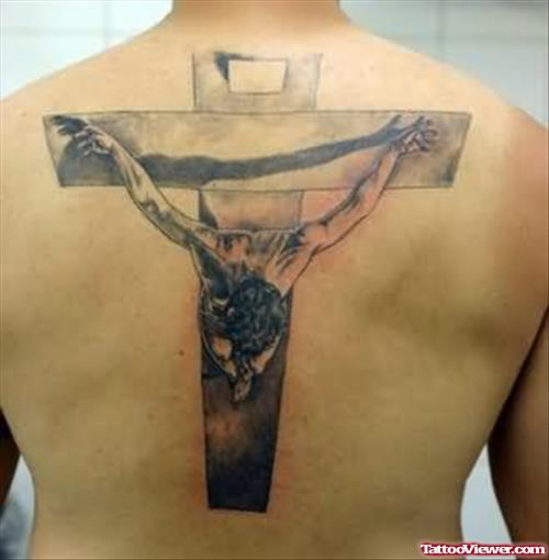 Awesome Cross Tattoo For Back