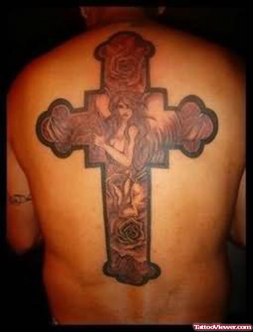 Marvelous Cross Tattoo On Back