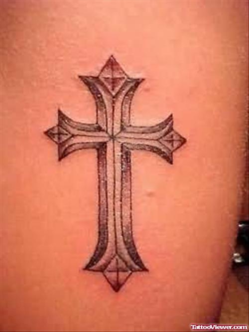 Elegant Bold Cross Tattoo