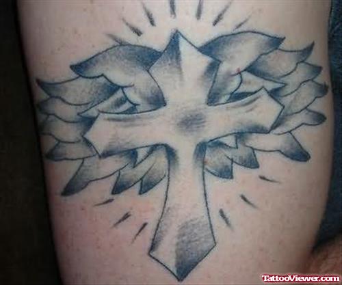 Elegant Shining Cross Tattoo