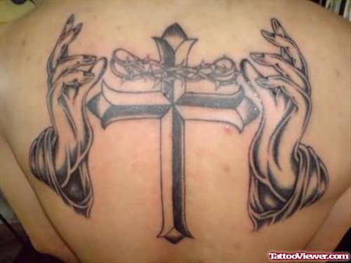 Cross And Jesus Hands Tattoo